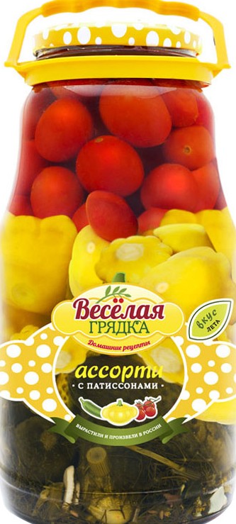 Ассорти овощное Веселая грядка помидорчики-патиссончики ст/б 1000г