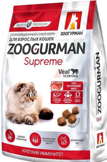 Корм д/кош Zoogurman Supreme телятина м/у 350г