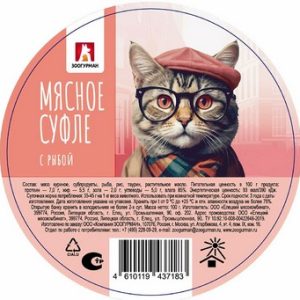 Корм д/кош Zoogurman Мясное Суфле с рыбой ламистер 100г