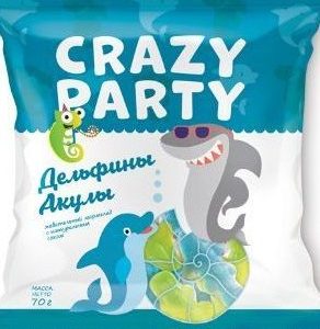 Мармелад АКФ Крейзи Пати Дельфины акулы жевательный м/у 70г