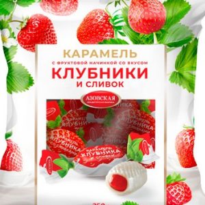 Карамель АКФ с фр нач со вкусом клубники и сливок 250г