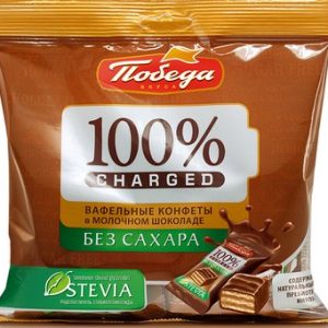 Конфеты Победа Чаржед ваф в молочном шоколаде б/сахара 150г