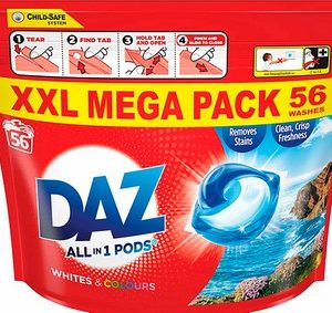 Капсулы д/стирки Daz All In One Pods д/белого и цветного 56шт