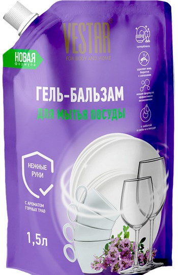 Гель-бальзам д/посуды Vestar с ароматом горных трав д/п 1,5л