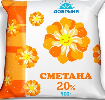 Сметана Добрыня 20% п/э 400г без змж