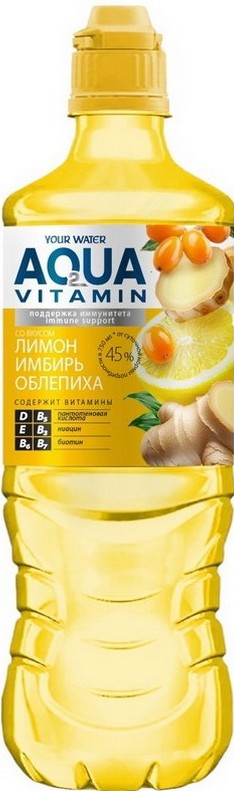 Напиток Аква Витамин со вкусом лимона, имбиря и облепихи б/алк негаз пастериз 0,75л