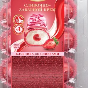 Пирожное Мирэль Эклеры клубничные со сливочно-заварным кремом уп 0,235кг