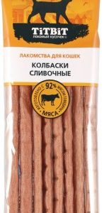Лакомства д/кошек TitBit Золотая коллекция колбаски сливочные м/у 30г 005309