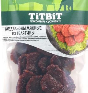 Лакомство д/собак TitBit Меню от Шефа Медальоны мясные из телятины м/у 80г 022313