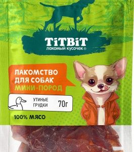 Лакомство д/собак TitBit Утиные грудки д/мини пород м/у 70г 024553