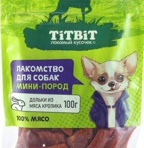 Лакомство д/собак TitBit Дольки из мяса кролика д/мини пород м/у 100г 024638