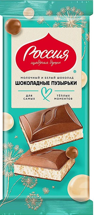 Шоколад Nestle Россия Щедрая Душа Молочный и белый пористый 70г