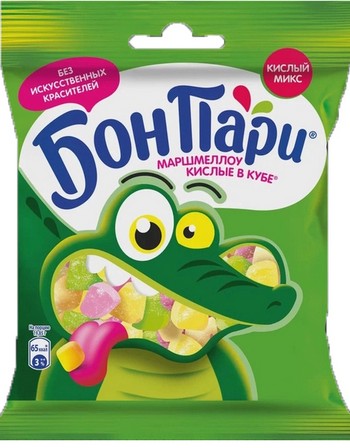 Маршмеллоу БонПари Кислые в кубе со вкусом фруктов 65г