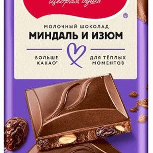 Шоколад Nestle Россия Щедрая Душа молочный Миндаль и изюм 75г