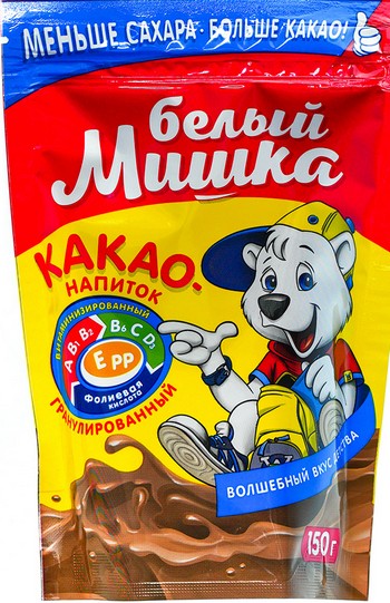 Какао Белый мишка растворимое гранулир с вит С м/у 150г