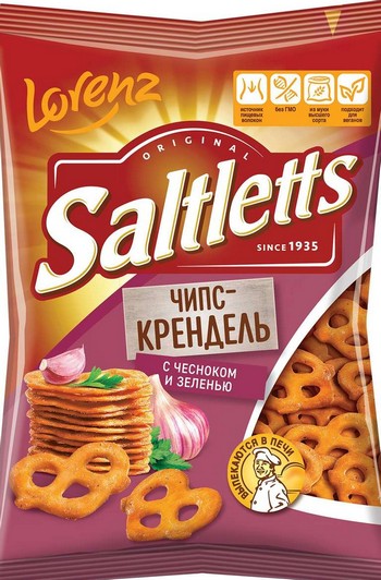 Крендель Saltletts Чипс-крендель с чесноком и зеленью 70г