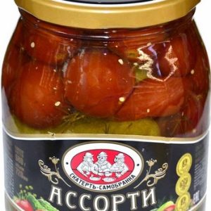 Ассорти овощное Скатерть-Самобранка корнишоны и черри по-Дижонски ст/б 500мл