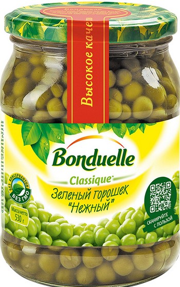 Горошек Bonduelle зеленый Нежный ст/б твист 530г/580мл