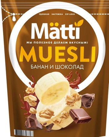 Мюсли МАТТИ Банан и шоколад д/п 250г