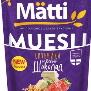 Мюсли МАТТИ Клубника и белый шоколад д/п 250г