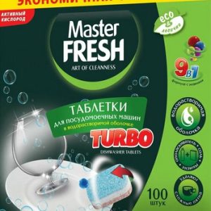 Таблетки д/посуд машины Master Fresh Turbo 9в1 3-хсл 100шт