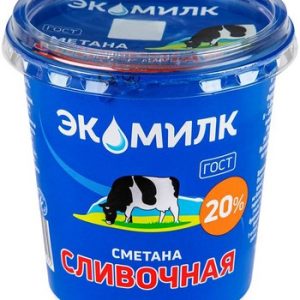 Сметана Экомилк 20% стакан 300г без змж