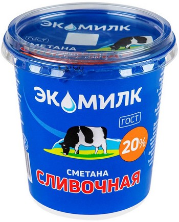 Сметана Экомилк 20% стакан 300г без змж