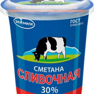 Сметана Экомилк 30% стакан 300г без змж