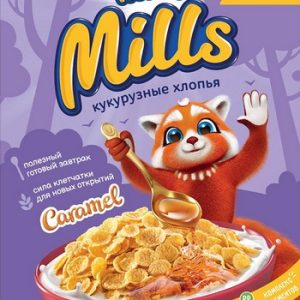 Хлопья Мини Милс кукурузные карамельные, обогащенные витаминами и железом к/у 200г