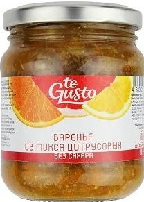 Варенье Te Gusto из микса цитрусовых без сахара твист ст/б 260г