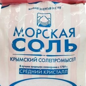 Соль Крымский солепромысел морская пищевая садочная среднего помола м/у 500г