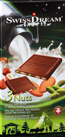 Шоколад Swiss Dream молочный три ореха 100г