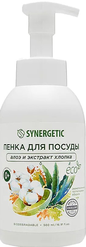 Средство д/мытья детской посуды/игрушек Synergetic Алоэ экстракт хлопка 500мл 459439