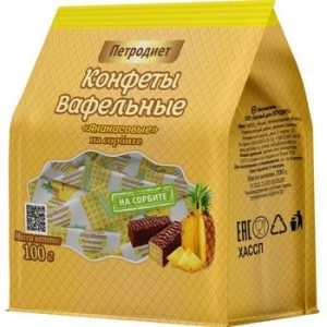 Конфеты Петродиет ваф ананас на сорбите м/у 100г