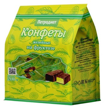 Конфеты Петродиет желейно-фруктовые на фруктозе м/у 200г