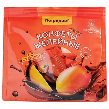 Конфеты Петродиет Манго желейные на фруктозе со стевией м/у 200г