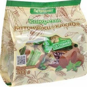 Конфеты Петродиет Батончики какао на фруктозе со стевией м/у 200г