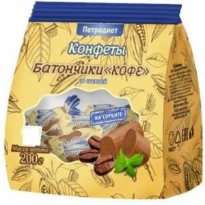 Конфеты Петродиет Батончики кофе на сорбите со стевией м/у 200г