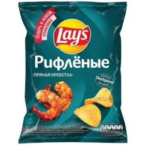 Чипсы Лейс рифленые пряная креветка 105г