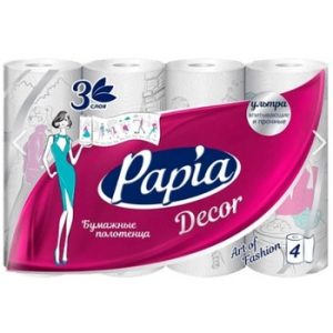 Полотенца бумажные Papia Decor 3-хсл 4шт