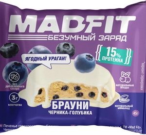 Печенье Мэд Фит глазир б/сахара вкус Брауни черника-голубика м/у 45г