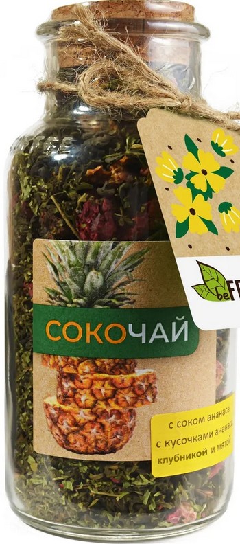 Чай Бифрутби Сокочай зеленый ананас, клубника и мята ст/б 130г