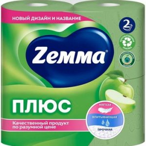 Бумага туалетная Zemma Плюс Яблоко 2-хсл 4шт