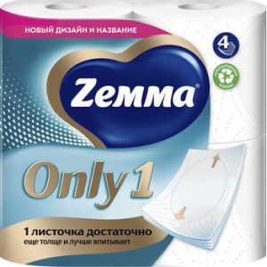 Бумага туалетная Zemma Only 1 4-хсл 4шт