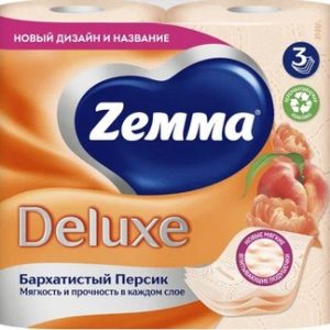 Бумага туалетная Zemma Deluxe Бархатистый персик 3-хсл 4шт