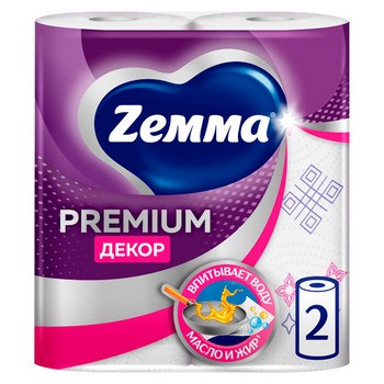 Полотенца бумажные Zemma Premium Декор 2-хсл 2шт