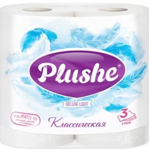 Бумага туалетная Plushe Deluxe light классическая 3-хсл 4шт