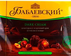 Конфеты Бабаевский Dark cream цел фундук и орех крем в темн шок к/у 200г