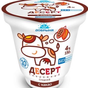 Десерт творожный Геркулес Добрыня с какао 4% стак 150г без змж