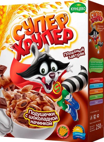Подушечки Кунцево Супер Хрупер с шоколадной начинкой к/у 250г